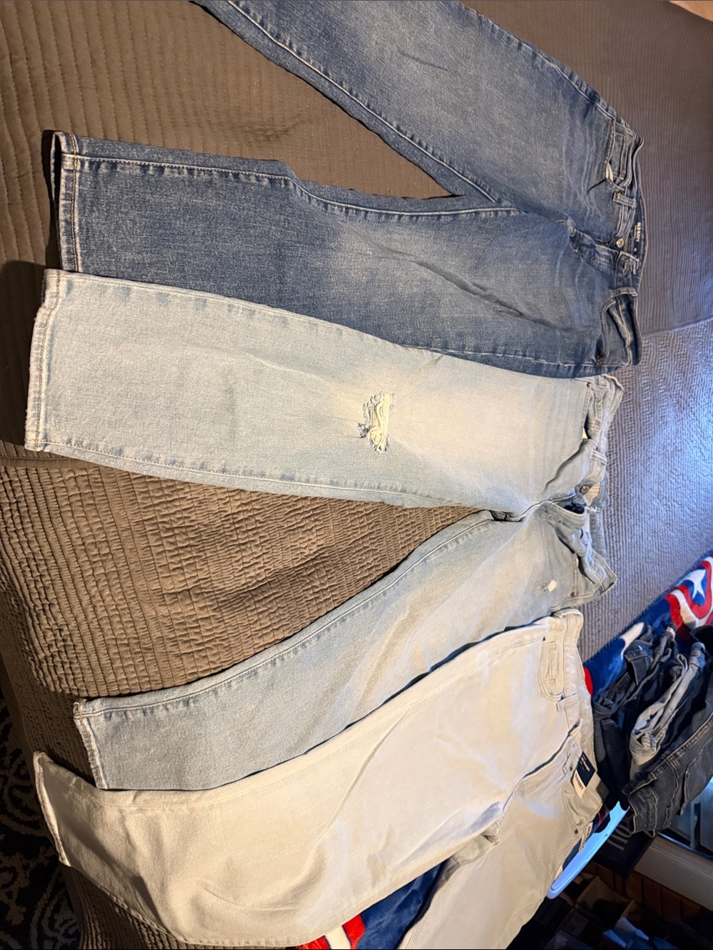 Old Navy Men's Straight Jeans - Light Blue, Medium Blue, Off-White